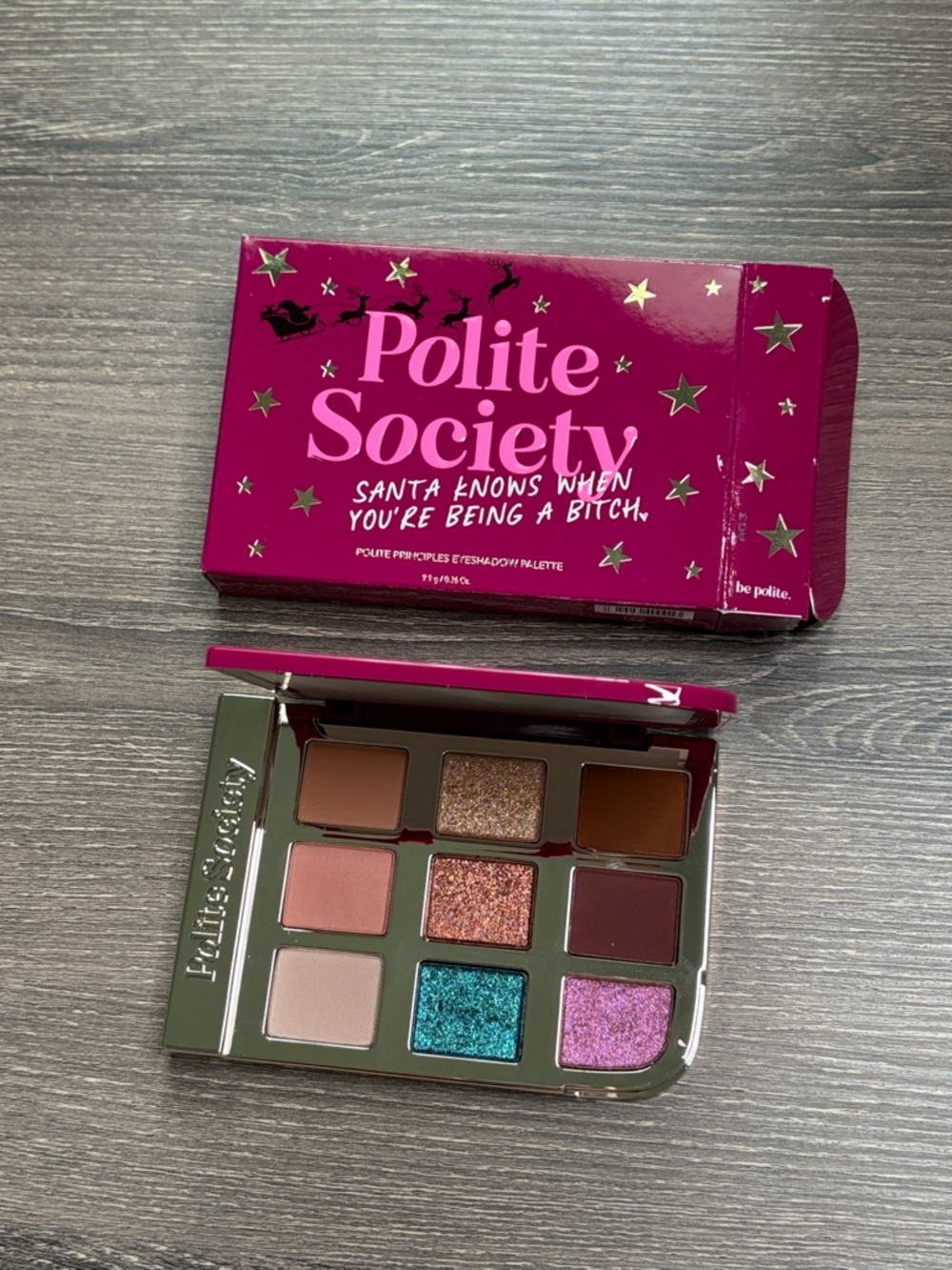 NWT Polite Society Santa Knows When You're Being a *itch Eyeshadow Palette
